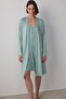 Light Mint Lenna Floral Buttoned Nightdress Sleep Shirt - 4