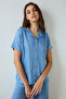 Blue Luna Satin Shirt Collar Short Sleeve Pyjamas Set Pajama Set - 2