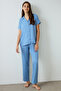 Blue Luna Satin Shirt Collar Short Sleeve Pyjamas Set Pajama Set