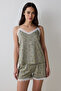Khaki Iris Printed Shorts Pyjama Set