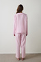 Pink Striped Tie Detail Shirt Collar Pajama Set - 5