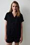 Black Fleur Satin Shirt Collar Short Sleeve Pajama Set With Shorts