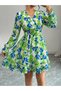 Women's Floral Print Short Chiffon Dress - 2