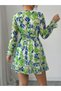 Women's Floral Print Short Chiffon Dress - 3