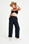 100% Cotton Woven Muslin Knot Crop Top with Elastic Back 2-Piece Trousers Set - 3