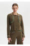 Khaki Organic Mercerized Cotton Knitwear Jacket