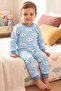 Baby Boy Cloud Patterned Bottom Top Blue 2-Piece Pajama Set - 2