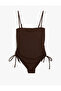 Strapless Swimsuit with Textured Detachable Strap Detail - 4