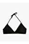 Halter Neck Bralet Bikini Top with Metal Closure Detail - 6
