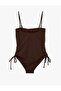 Strapless Swimsuit with Textured Detachable Strap Detail - 5