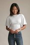 WONSA Slim Fit Waist-Fitted Wide-Sleeve Natural Viscose Blend Textured Jacquard Top & Women's Blouse - Ecru - 3