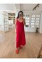 Women's Red Shirt Rope Strap Dress Set - 3