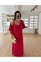 Women's Red Shirt Rope Strap Dress Set - 2