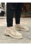 Rubber Laced Men's Casual Shoes Cream Suede (Cream Sole) - 3