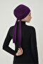 Tie-On Purple Ready-Made Turban Hijab Bonnet Suitable for Medical Use - 6