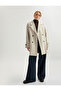 Double Breasted Thin Stamp Coat with Long Sleeve Belt Pockets - 2