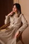 Pleated Long Skirt with Belt and Buttons, Women's Hijab Suit, Beige 1200 - Premium Series - 8