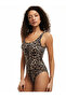 Matte Fabric Thick Strap Leopard Patterned Swimsuit