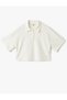 Modal Comfortable Fit Short Sleeve Polo Neck Crop T-Shirt - 3