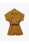 Viscose Pocketed Belted Short Sleeve Shorts Jumpsuit - 4