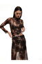 Tie Dye Print Long Sleeve Stand Collar Slim Fit T-Shirt