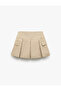 Cotton Gabardine Fabric Cargo Pocket Mini Pleated Shorts Skirt - 3
