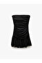 Drape Detailed Sleeveless Strapless Flounce Mini Evening Dress - 4