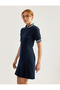 Slim Fit Short Sleeve Half-Zip Detail Mini Polo Neck Dress
