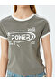 Slogan Printed Crew Neck Short Sleeve Trim Slim Fit T-Shirt - 5