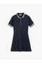 Slim Fit Short Sleeve Half-Zip Detail Mini Polo Neck Dress - 3