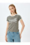 Slogan Printed Crew Neck Short Sleeve Trim Slim Fit T-Shirt - 3