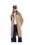 Long Trench Coat with Zipper Pocket and Lapel Detail - 3