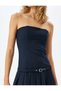 Pleated Mini Strapless Dress with Belt Detail - 5