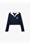 Long Sleeve Shirt Neck Slim Fit College Embroidery T-Shirt - 3