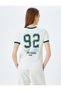 Crew Neck Printed Back Short Sleeve T-Shirt - 4