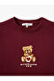 Raised Bear Embroidered Long Sleeve Crew Neck Oversize Sweatshirt - 5