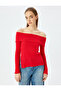 Madonna Collar Off-The-Shoulder Long Sleeve Slit Detail T-Shirt - 3
