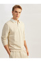 Long Sleeve Cotton Blended Color Contrast Basic Polo Neck Sweatshirt - 2