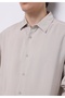 Comfort Fit Shirt Neck Plain Men's Beige Buttoned Long Sleeve Shirt - 4