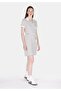 Regular Fit Striped Pocketless Women's White Short Sleeve Dress