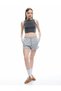 Lace-Up Waist Embroidered Slim-Fit Pocket Mini Shorts