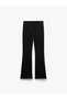 Ribbed Slim Fit Spanish Leg Sweatpants with Lace-Up Waist - 3