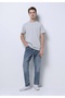 Loose Tapered Fit Men's Mid Indigo Denim Jean Zipper Pants