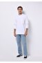 Comfort Fit Round Neck Plain Men's White Long Sleeve T-Shirt - 3