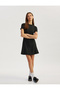Short Sleeve Crew Neck Stitching Detailed Flared Mini Dress