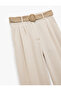 Belt Detailed Pleated Pocket Wide Leg Trousers - 5