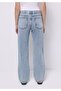 Straight Fit Mid Waist Straight Leg Women's Indigo Jean Trousers - 2