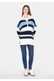 Comfort Fit Zippered Striped Women's Multicolor Sweater - 3