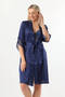 Women's Satin Lace Nightgown Dressing Gown Set Midi Long Sleeve V-Neck - 2