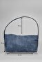 Navy Blue Color Magnetic Knitwear Patterned Women Bag - 2